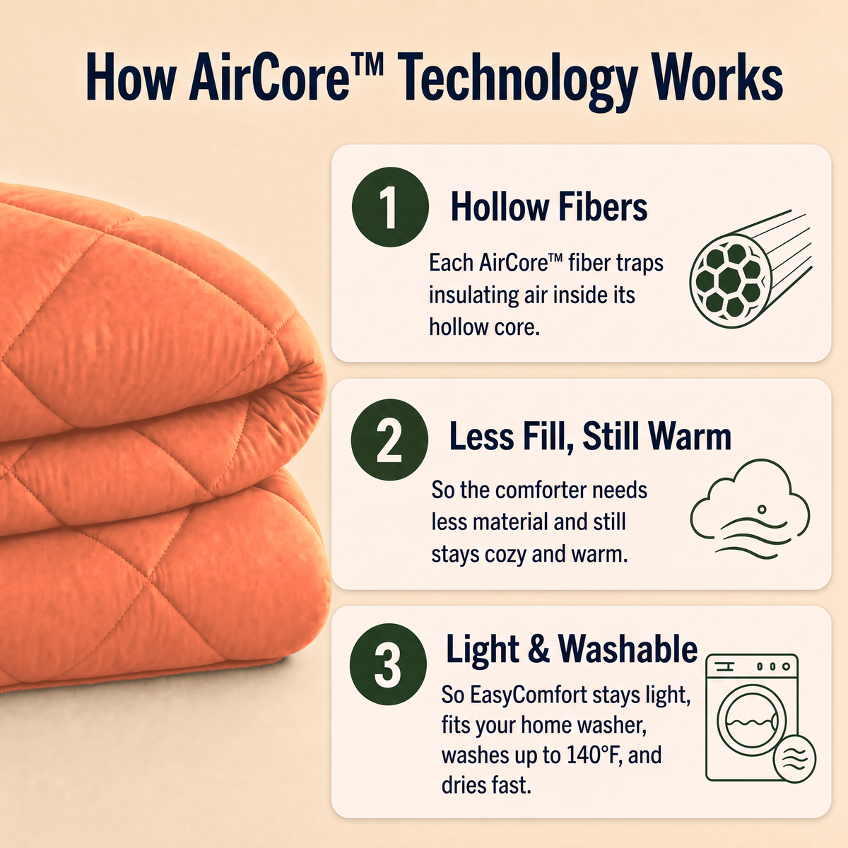 EasyComfort™ All-in-One Comforter: Machine Washable at Home, No Duvet Cover Needed
