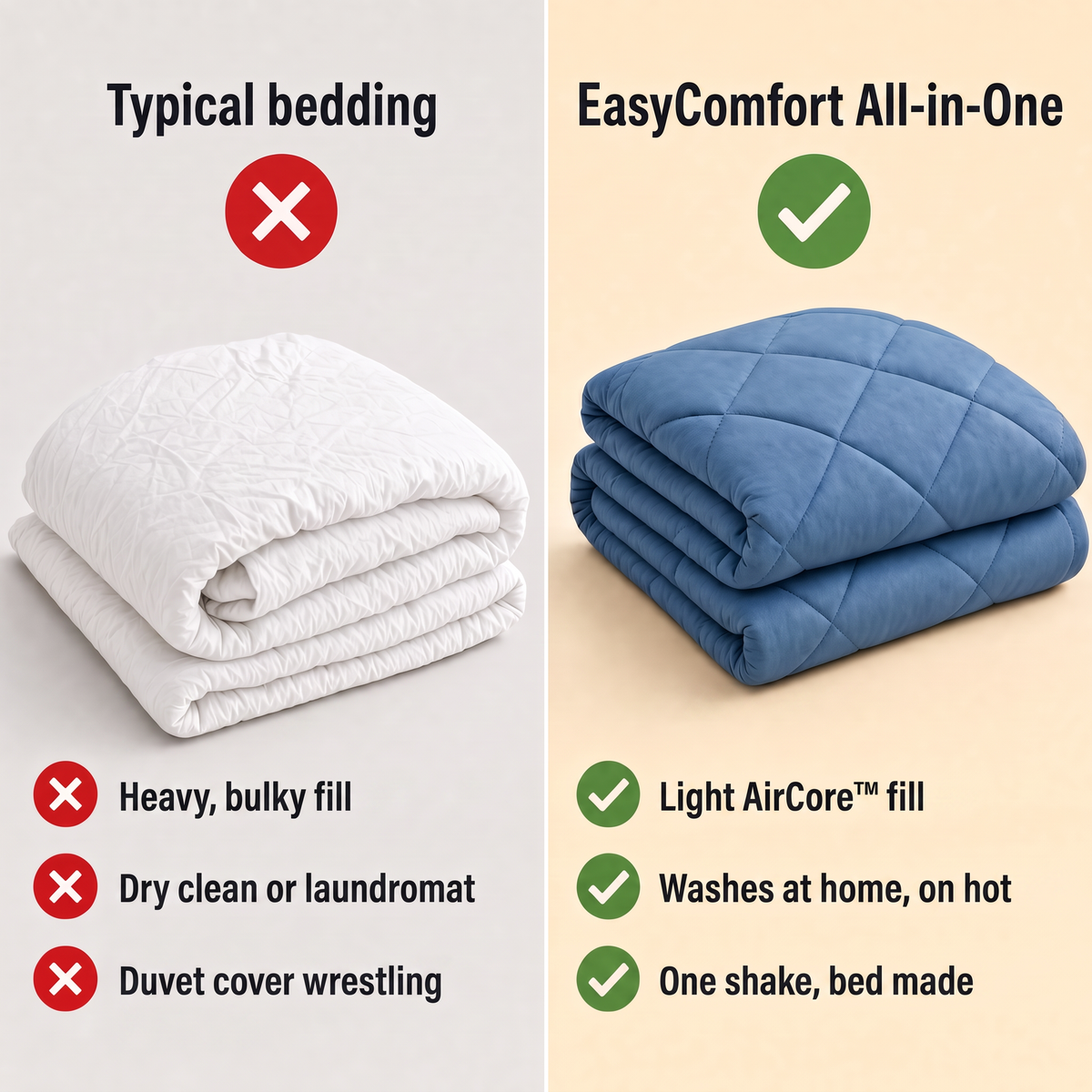 EasyComfort™ All-in-One Comforter: Machine Washable at Home, No Duvet Cover Needed