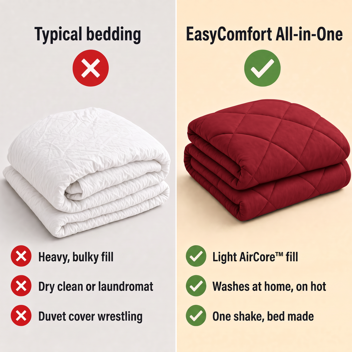 EasyComfort™ All-in-One Comforter: Machine Washable at Home, No Duvet Cover Needed