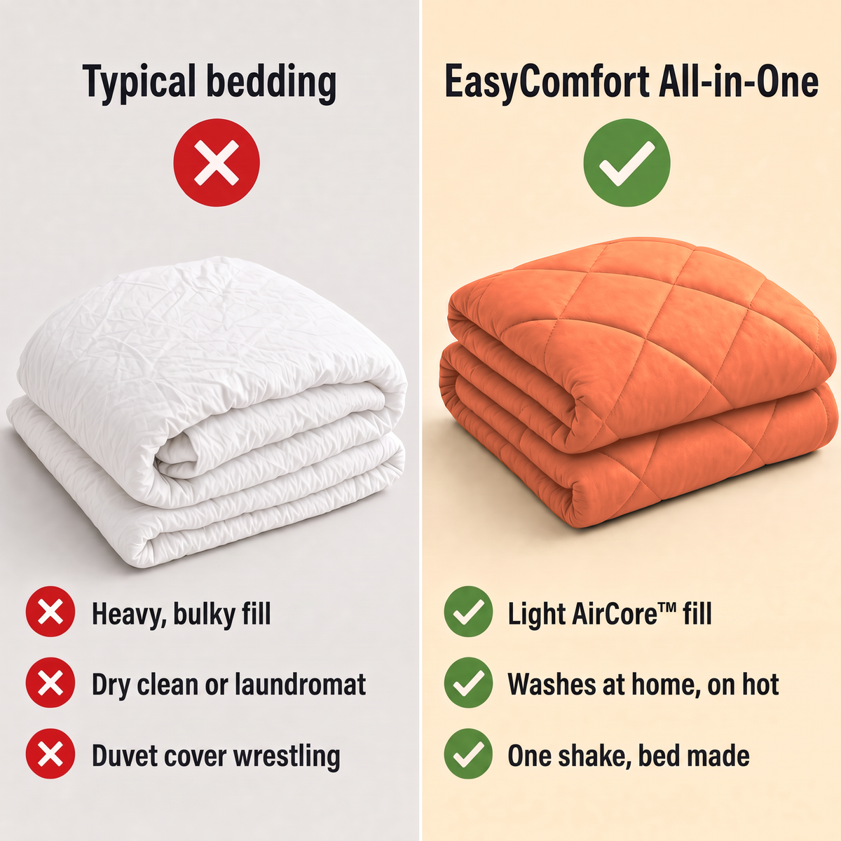 EasyComfort™ All-in-One Comforter: Machine Washable at Home, No Duvet Cover Needed