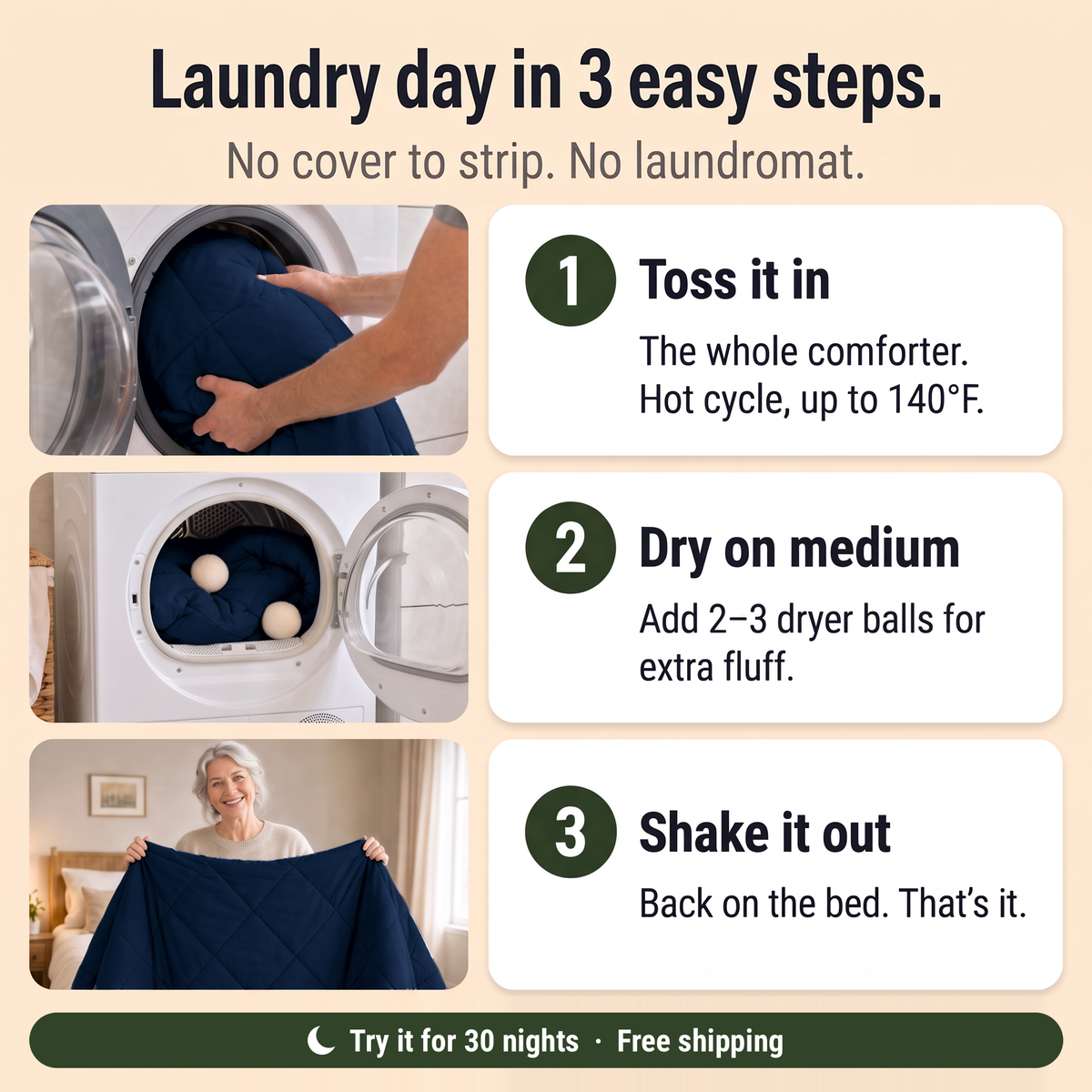 EasyComfort™ All-in-One Comforter: Machine Washable at Home, No Duvet Cover Needed