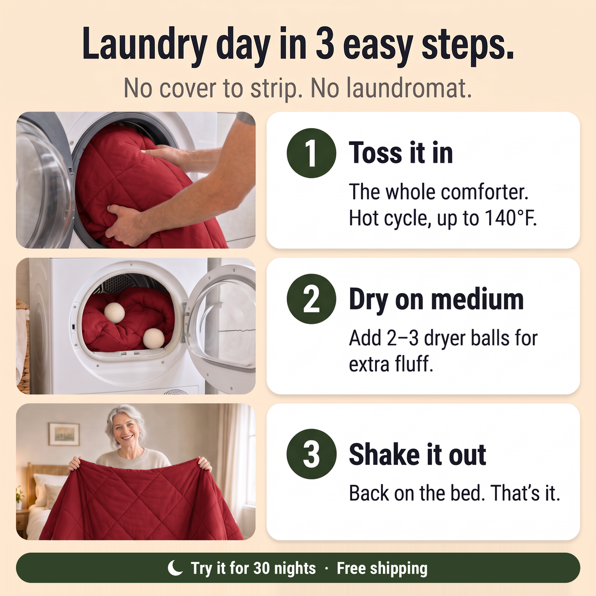 EasyComfort™ All-in-One Comforter: Machine Washable at Home, No Duvet Cover Needed