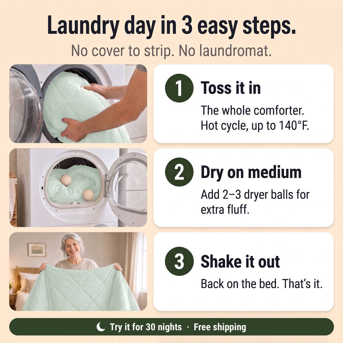 EasyComfort™ All-in-One Comforter: Machine Washable at Home, No Duvet Cover Needed