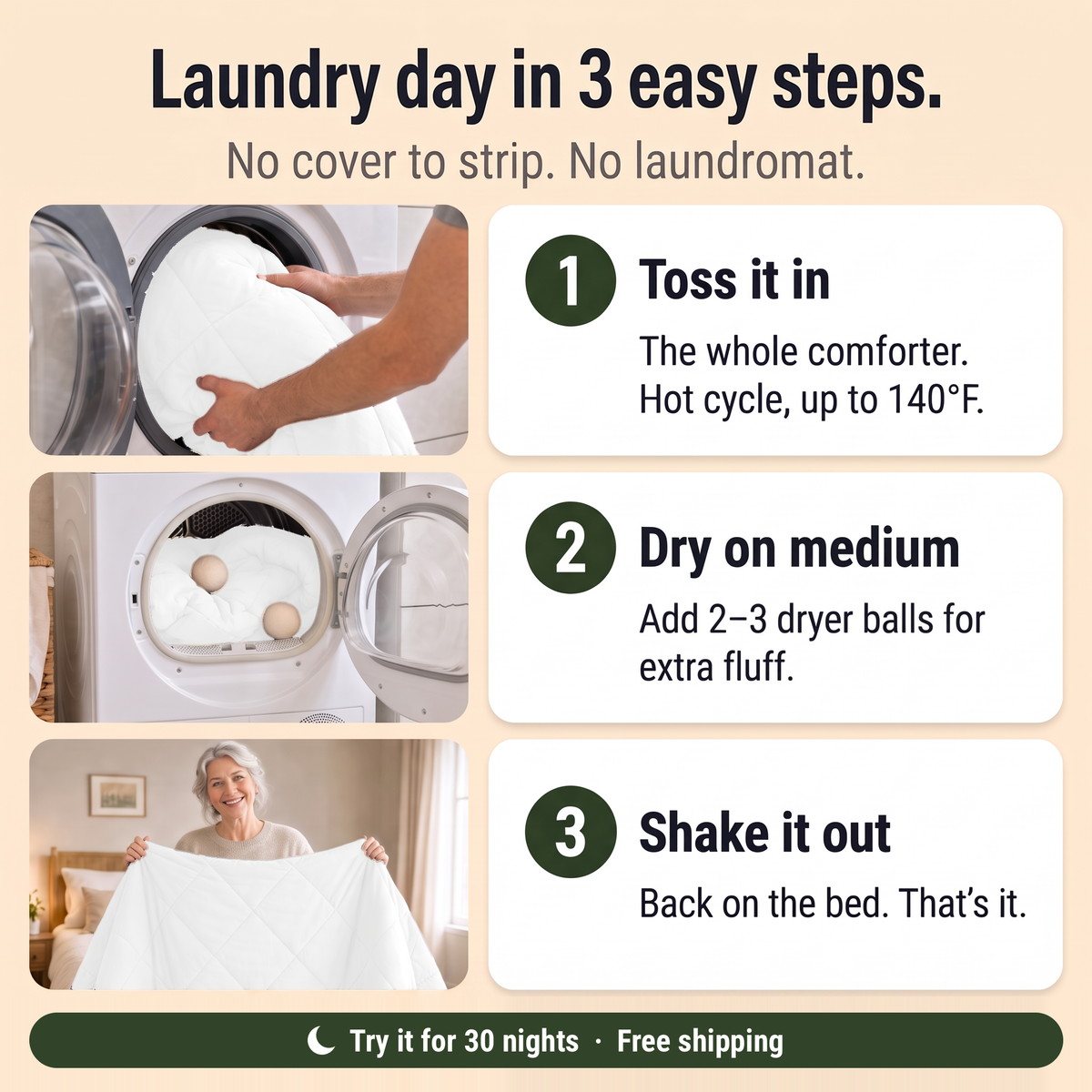 EasyComfort™ All-in-One Comforter: Machine Washable at Home, No Duvet Cover Needed